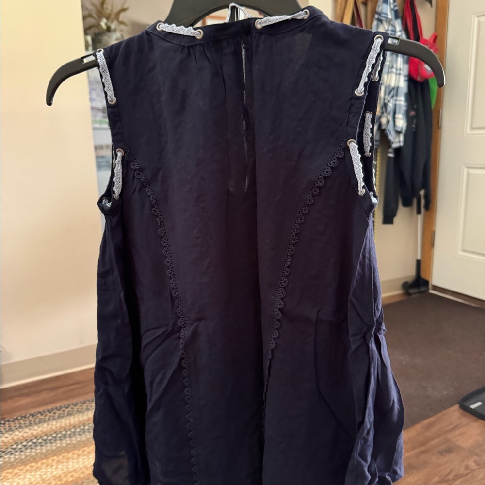 Knox Rose Navy Blue Embroidered Blouse - Picture 2 of 2